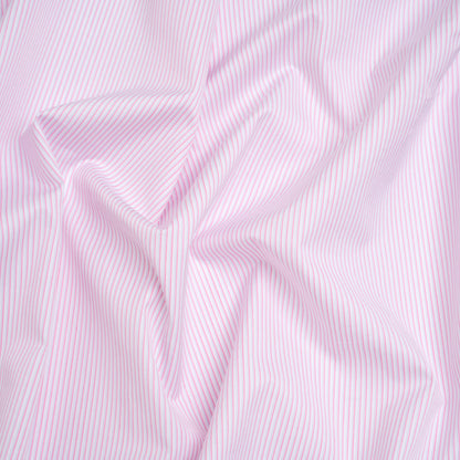 Cotton Twill Shirting - Light Pink, Pale Gray and White Shadow Pinstripes - Deadstock