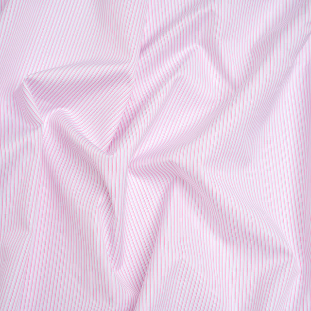 Cotton Twill Shirting - Light Pink, Pale Gray and White Shadow Pinstripes - Deadstock