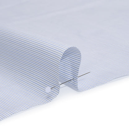Cotton Dobby Shirting - White, Gray and Blue Rope Stripes - Deadstock Detail