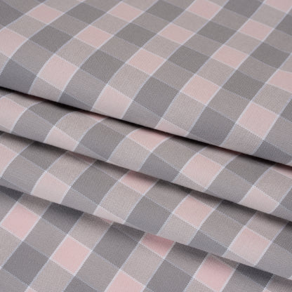 Cotton Oxford Shirting - Pale Pink and Gray Checks - Deadstock