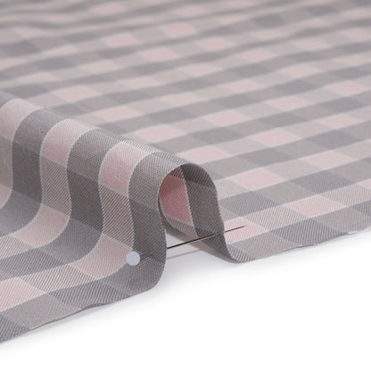 Cotton Oxford Shirting - Pale Pink and Gray Checks - Deadstock