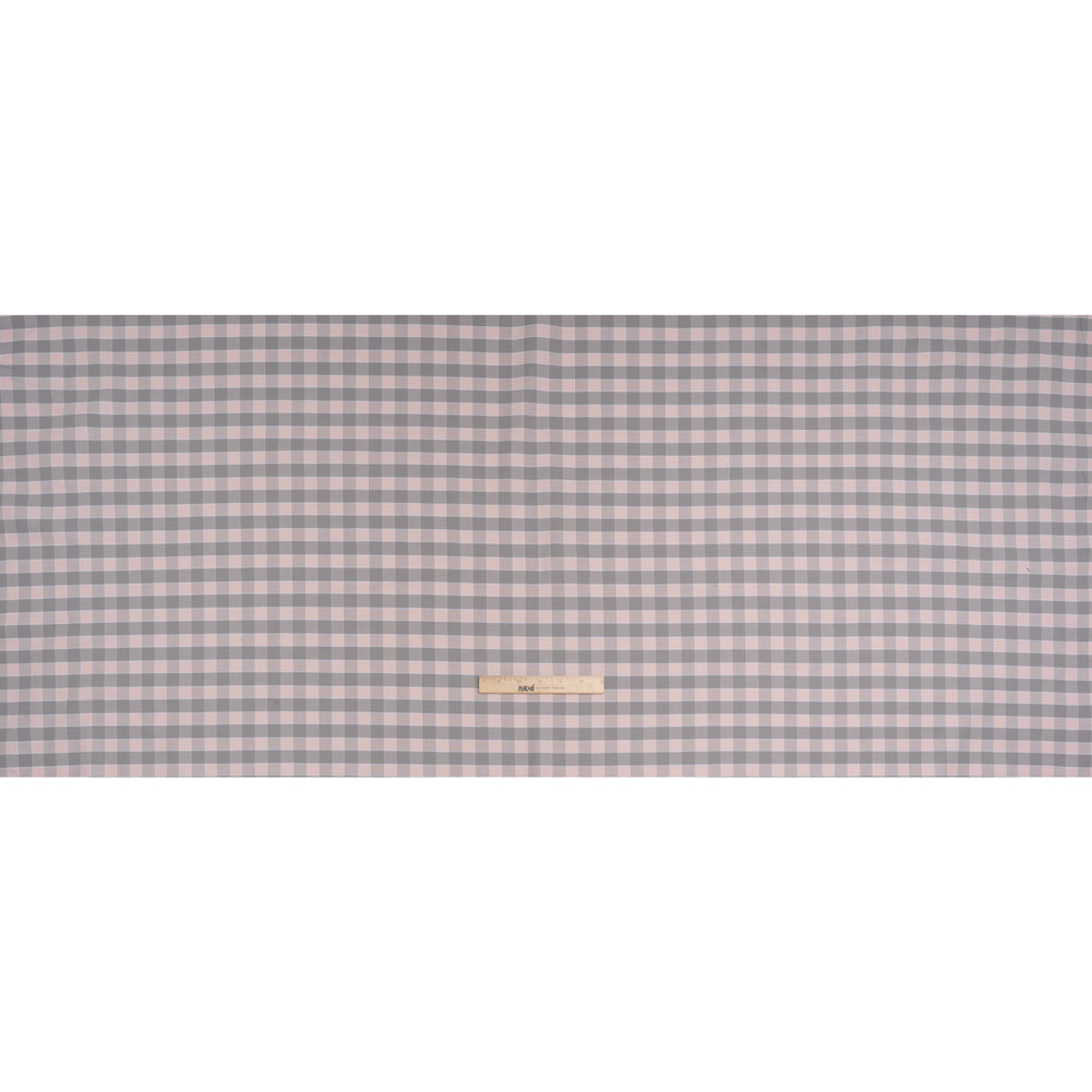 Cotton Oxford Shirting - Pale Pink and Gray Checks - Deadstock