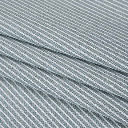 Cotton Oxford Shirting - Dark Teal Green and White Stripes - Deadstock