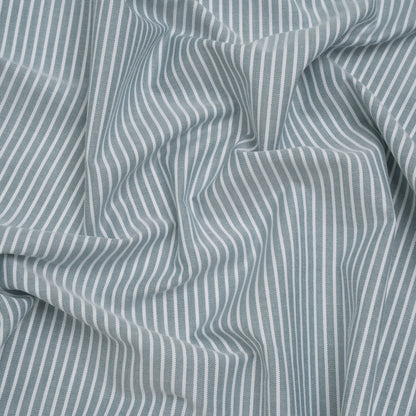 Cotton Oxford Shirting - Dark Teal Green and White Stripes - Deadstock
