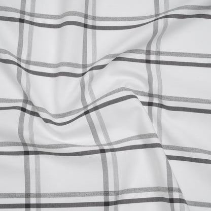 Cotton Oxford Shirting - Charcoal, Light Gray and White Plaid - Deadstock