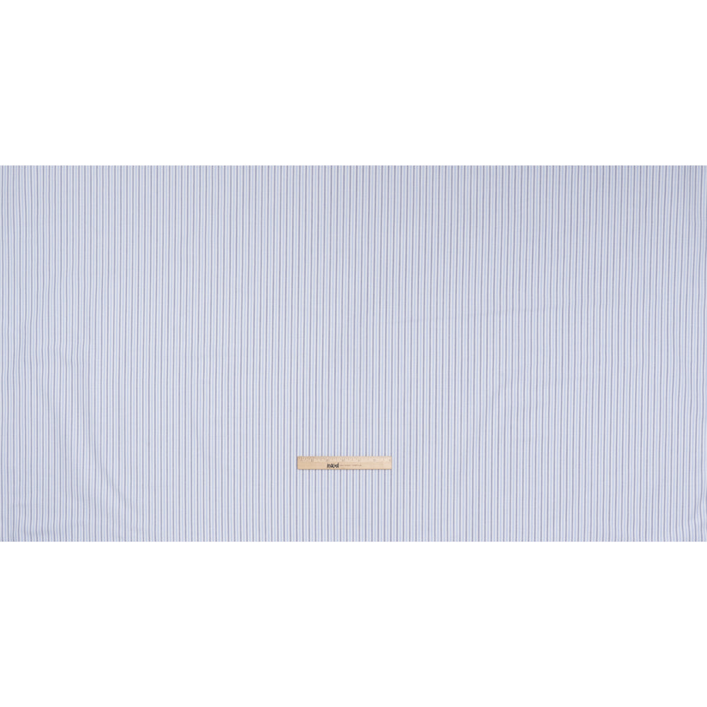 Cotton Oxford Shirting - Sky, Bright Blue and White Candy Stripes - Deadstock