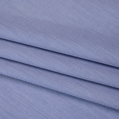 Cotton Shirting - Blue and White Narrow Stripes - Deadstock Folded