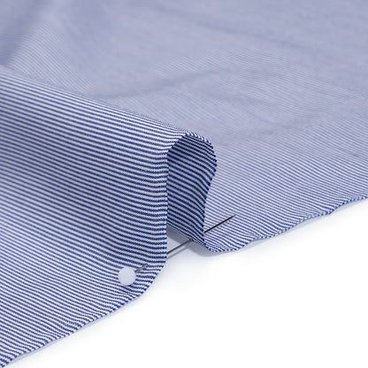Cotton Shirting - Blue and White Narrow Stripes - Deadstock Detail
