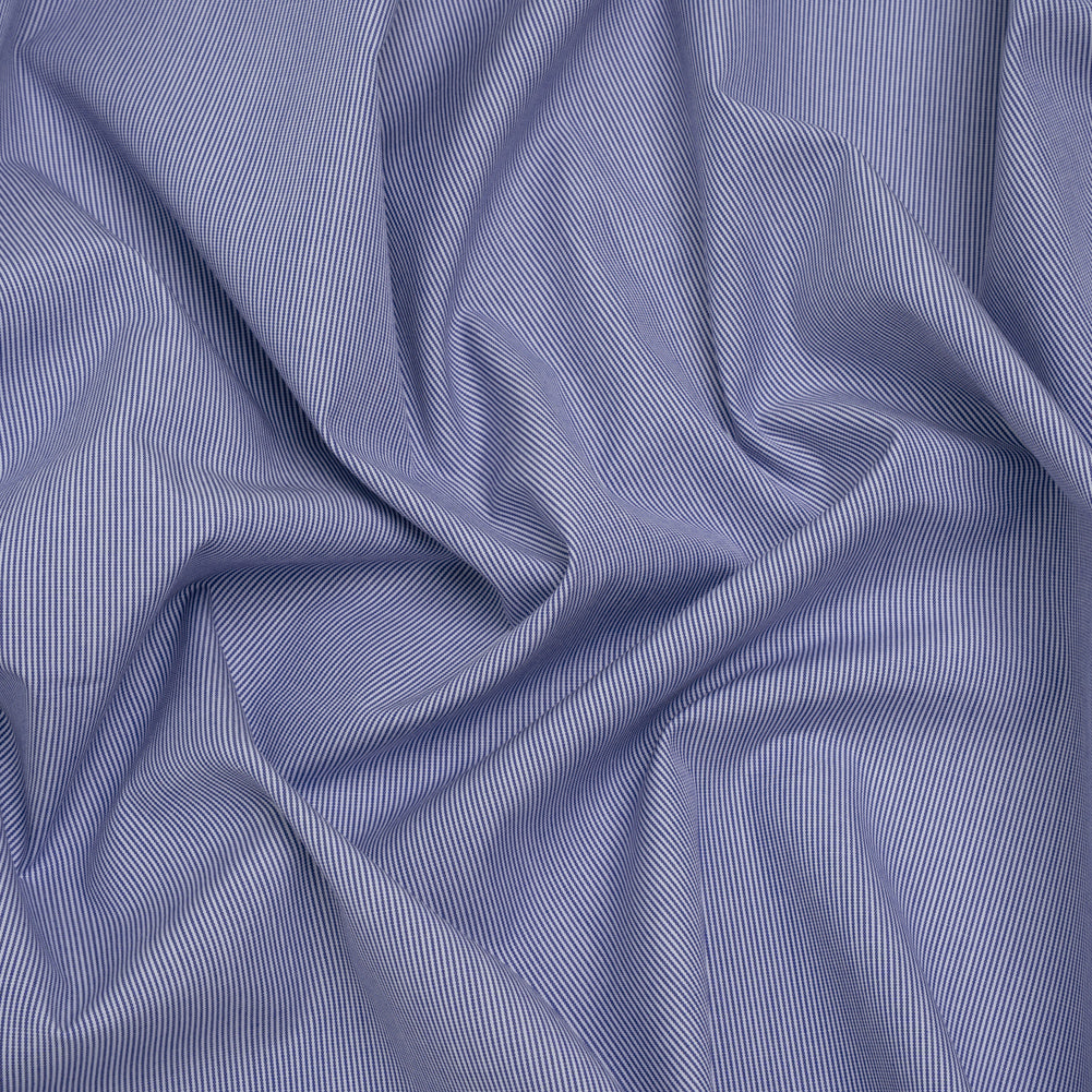 Cotton Shirting - Blue and White Narrow Stripes - Deadstock