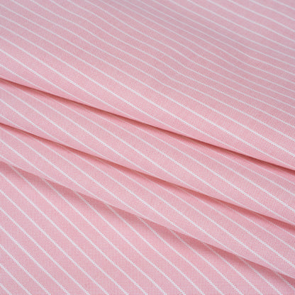 Cotton Oxford Shirting - Light Pink and White Chalk Stripes - Deadstock