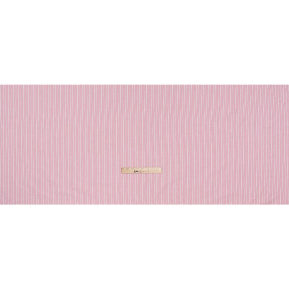 Cotton Oxford Shirting - Light Pink and White Chalk Stripes - Deadstock