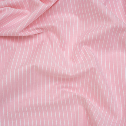 Cotton Oxford Shirting - Light Pink and White Chalk Stripes - Deadstock