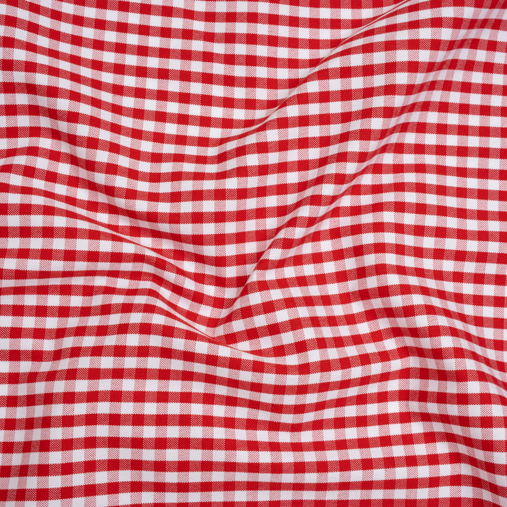 Cotton Oxford Shirting - Red and White Gingham Checks - Deadstock