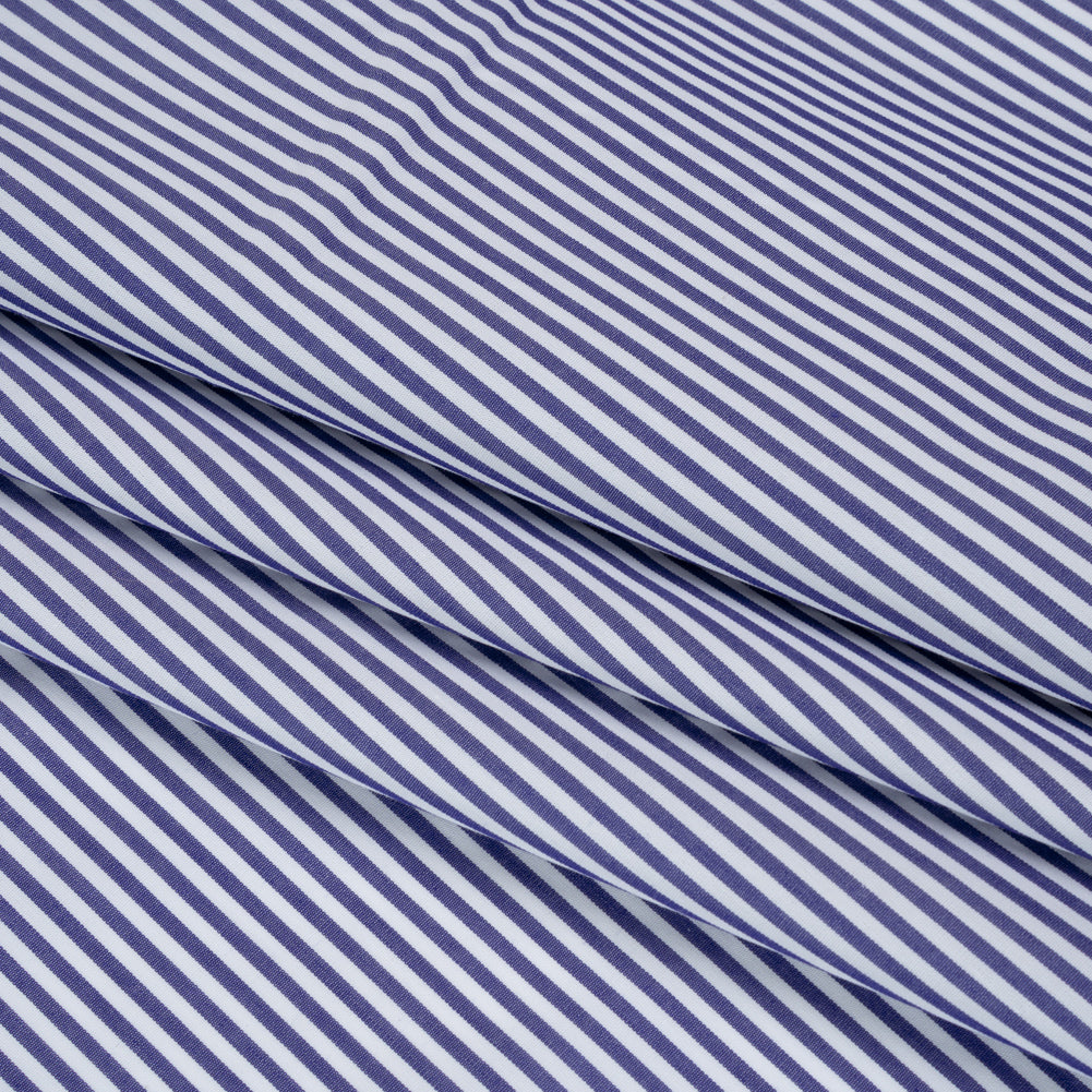 Cotton Shirting - Blue and White Candy Stripes - Deadstock Folded