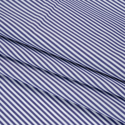 Cotton Shirting - Blue and White Candy Stripes - Deadstock Folded