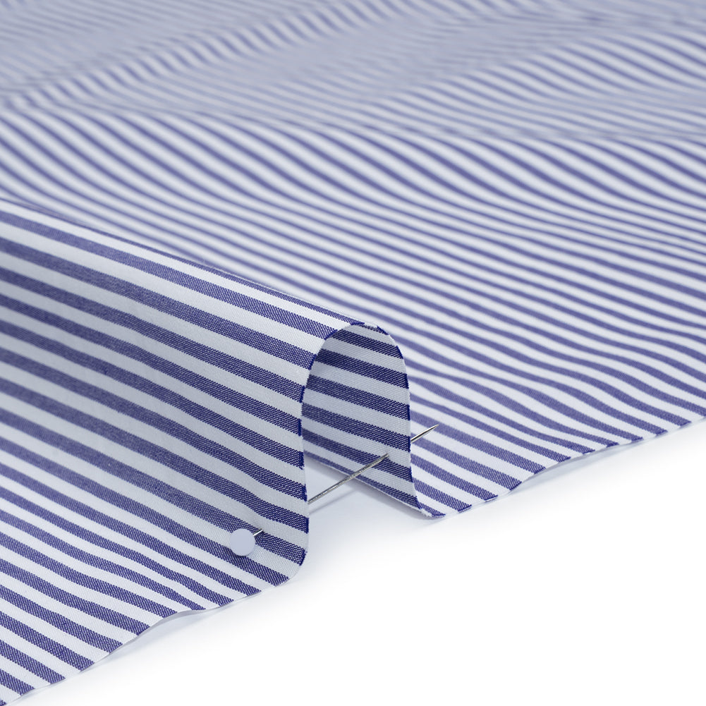 Cotton Shirting - Blue and White Candy Stripes - Deadstock Detail