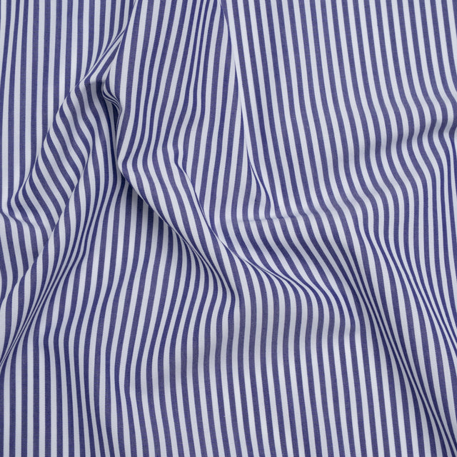 Cotton Shirting - Blue and White Candy Stripes - Deadstock