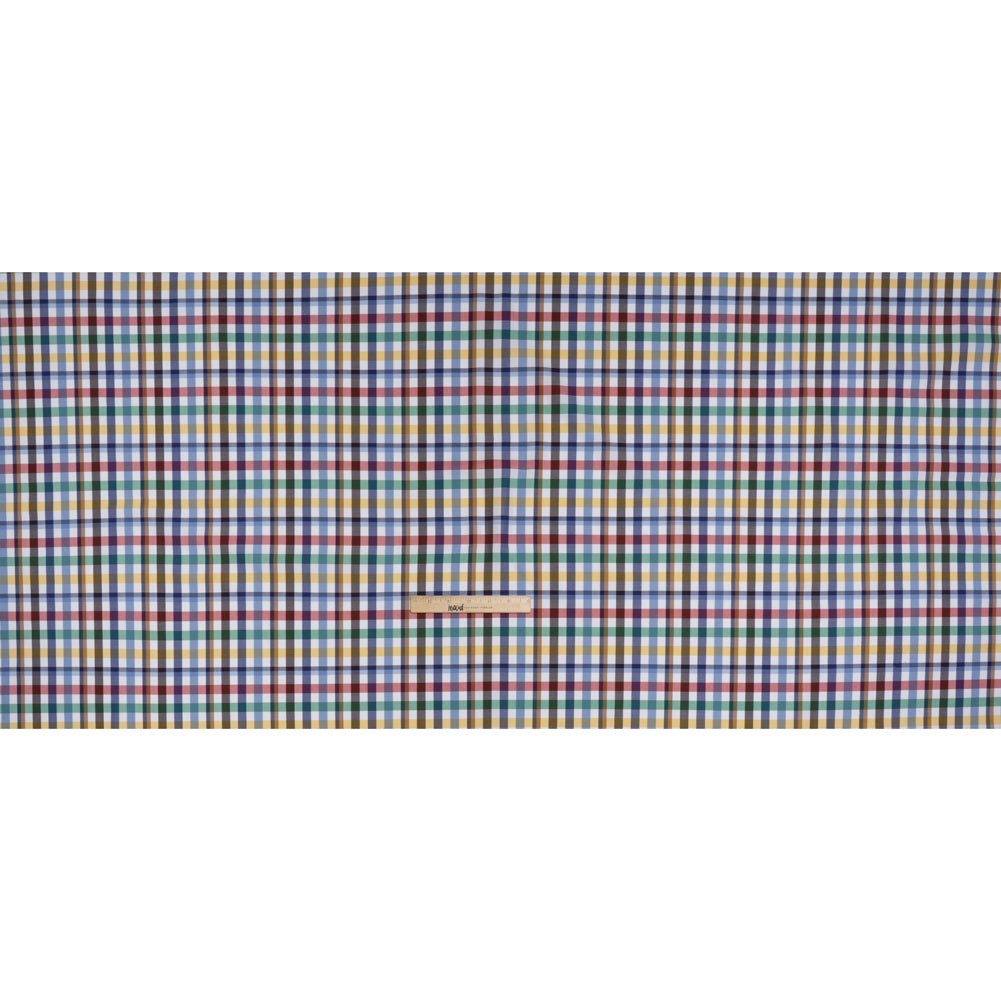 Cotton Twill Shirting - Blue, Red and Green Plaid - Deadstock Full