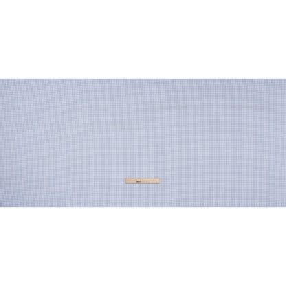 Cotton Twill Shirting - Sky, Medium Blue and White Checked Plaid - Deadstock