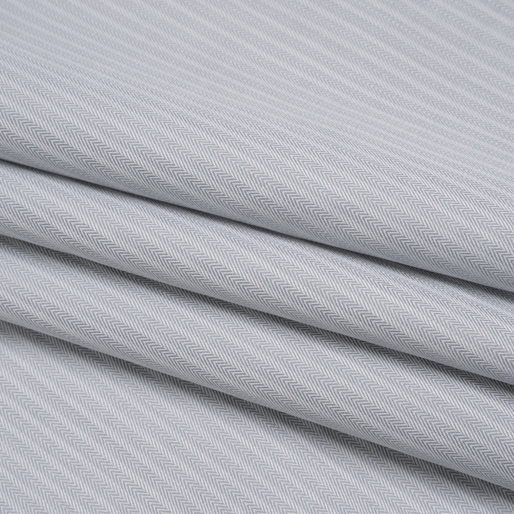 Cotton Herringbone Twill Shirting - Gray Tonal Stripe - Deadstock