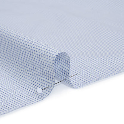 Cotton Twill Shirting - Cobalt Blue and White Mini Windowpane Check - Deadstock Detail