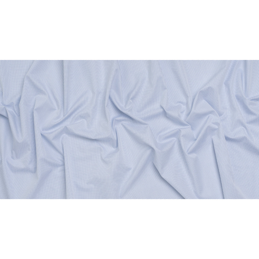 Cotton Twill Shirting - Cobalt Blue and White Mini Windowpane Check - Deadstock Full