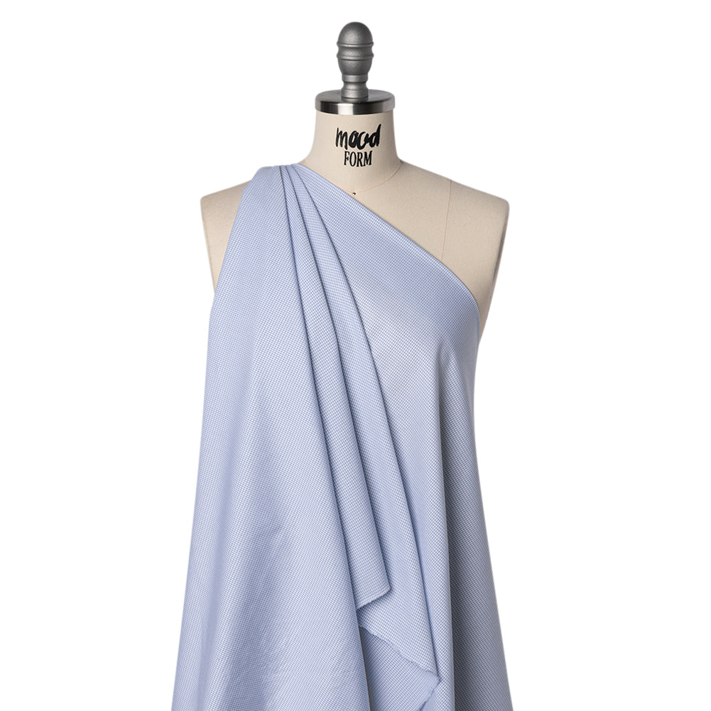Cotton Twill Shirting - Cobalt Blue and White Mini Windowpane Check - Deadstock Drape