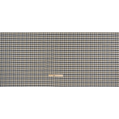Cotton Oxford Shirting - Midnight Blue, Olive and White Plaid - Deadstock
