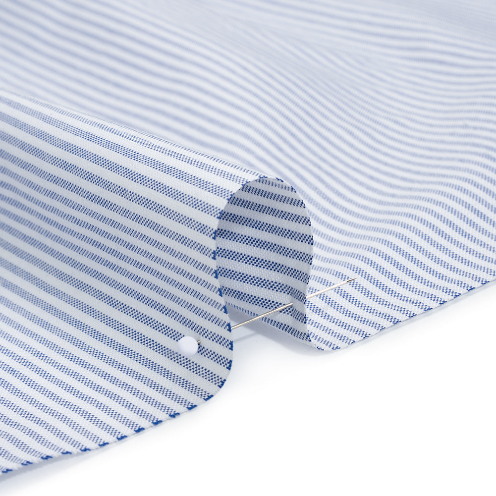 Cotton Oxford Shirting - Blue and White Candy Stripes - Deadstock