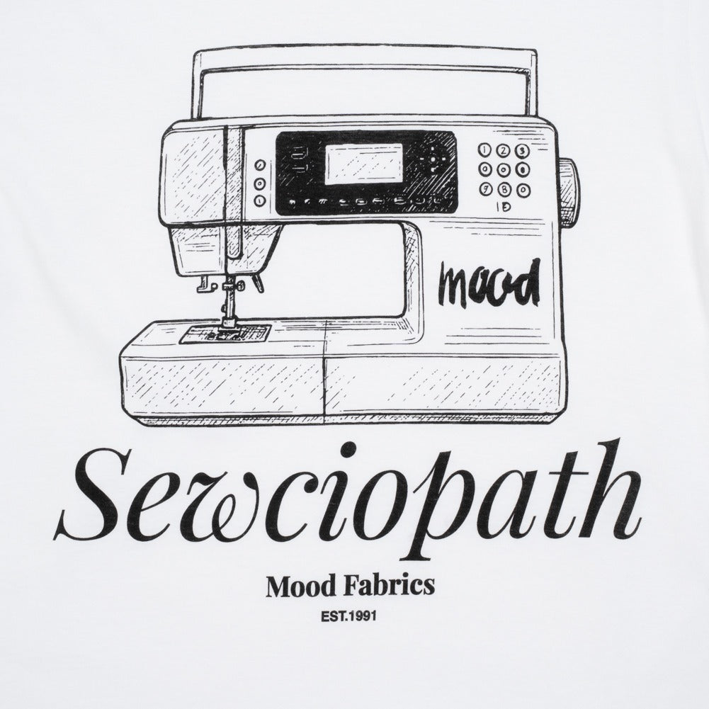 Mood T-Shirt - Unisex Crew Neck - White Sewciopath Sewing Machine - Folded