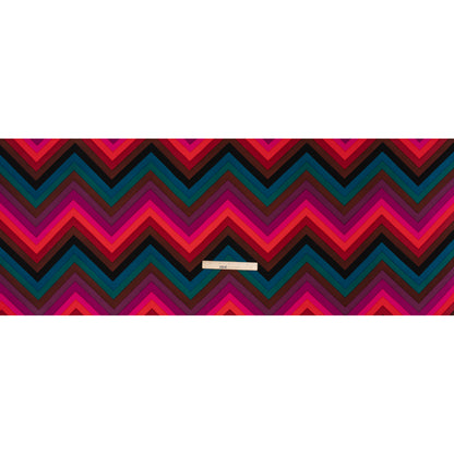 Stretch Rayon 4-Ply Crepe Print by Trina Turk - Pink, Brown and Teal Chevrons - Designer Deadstock
