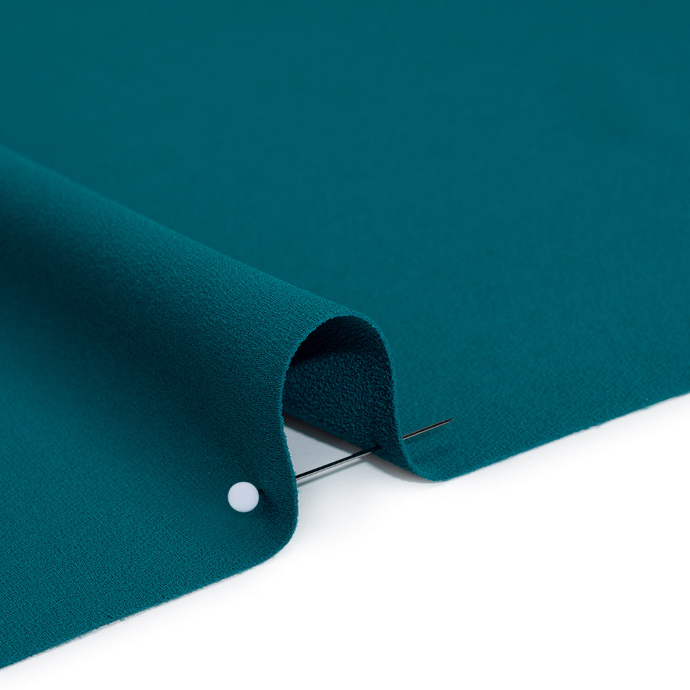 Satin Faced Polyester Crepe by Trina Turk - Alexandrite Teal - Designer Deadstock Detail