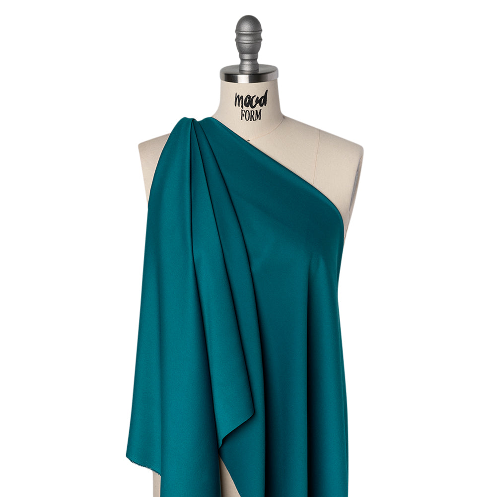 Satin Faced Polyester Crepe by Trina Turk - Alexandrite Teal - Designer Deadstock Drape