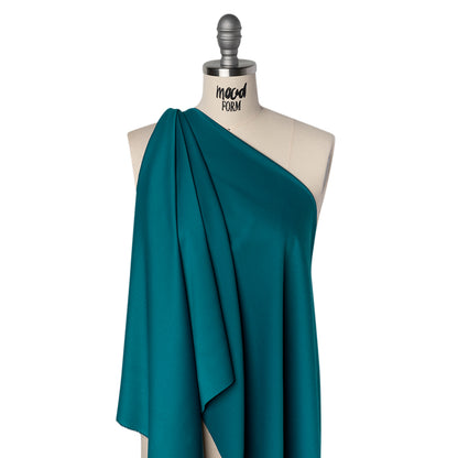 Satin Faced Polyester Crepe by Trina Turk - Alexandrite Teal - Designer Deadstock Drape
