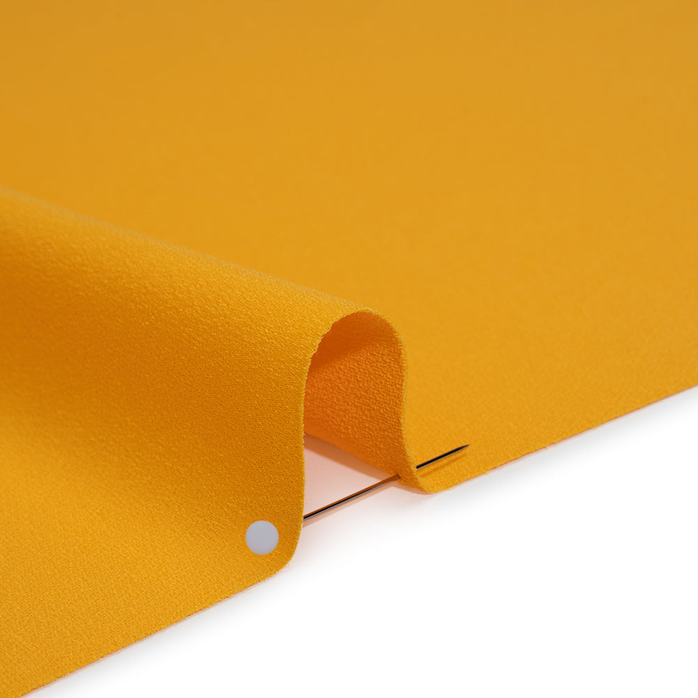 Satin Faced Polyester Crepe by Trina Turk - Saffron Yellow - Designer Deadstock - Detail