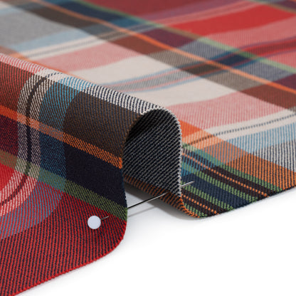 Super Stretchy Cotton Twill by Trina Turk - Red, Blue and Orange Plaid - Designer Deadstock