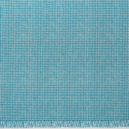 Textured Stretch Cotton Basketweave Panel by Trina Turk - Green Blue and White Circle Grid and Printed Fringe Border - Designer Deadstock