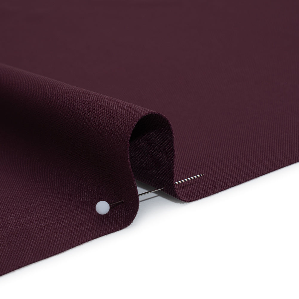 Soft Lightweight Polyester Gabardine - Burgundy - Stefanie Collection - Detail