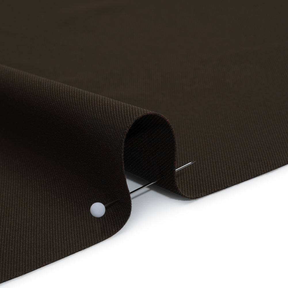 Soft Lightweight Polyester Gabardine - Dark Brown - Stefanie Collection - Detail
