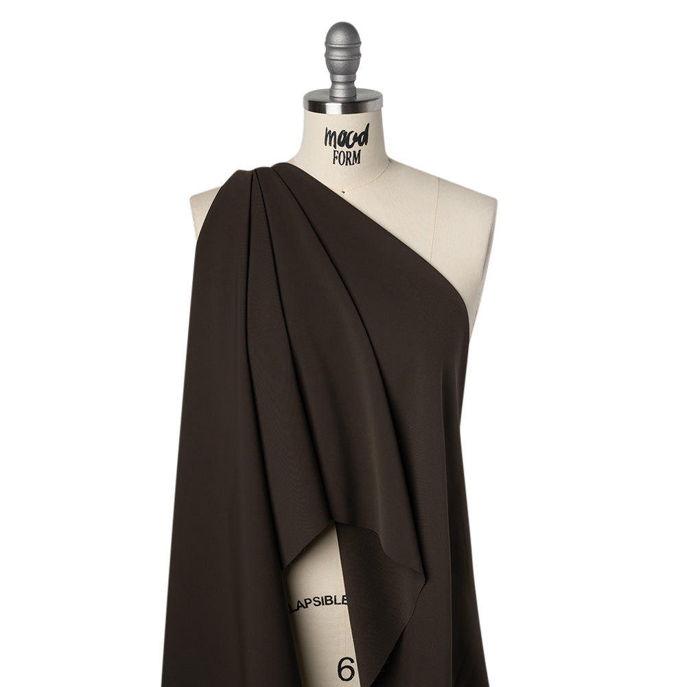 Soft Lightweight Polyester Gabardine - Dark Brown - Stefanie Collection - Drape
