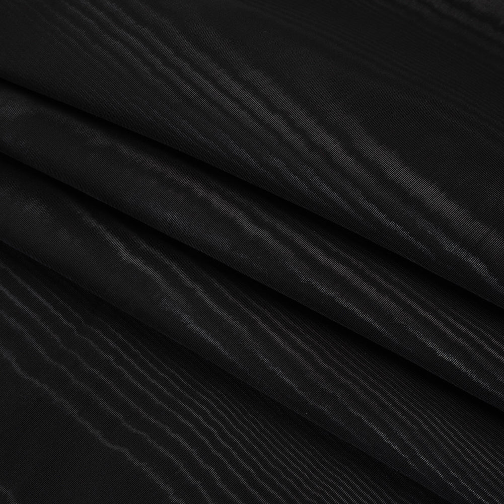 Lightweight Polyester Bengaline Moire - Black - Louisa Collection Folded