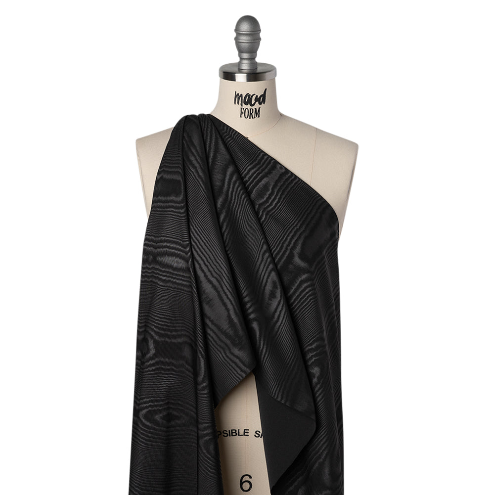 Lightweight Polyester Bengaline Moire - Black - Louisa Collection Drape