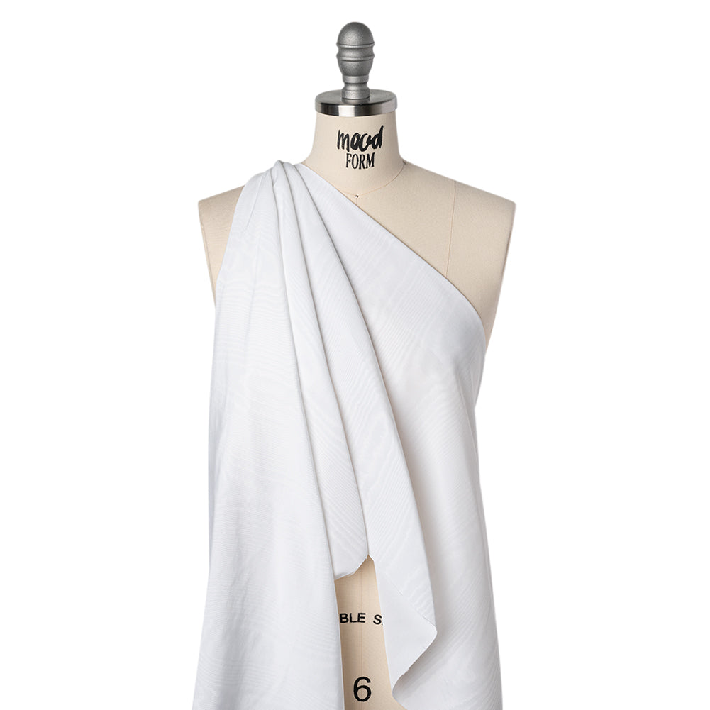 Lightweight Polyester Bengaline Moire - White - Louisa Collection - Drape