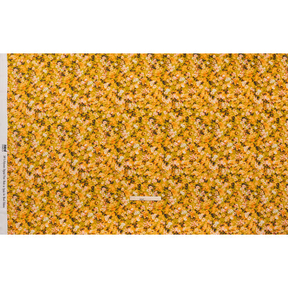 Polyester Satin - Chartreuse, Pale Orange and White Floral - Mood Exclusive Petal Confetti Print