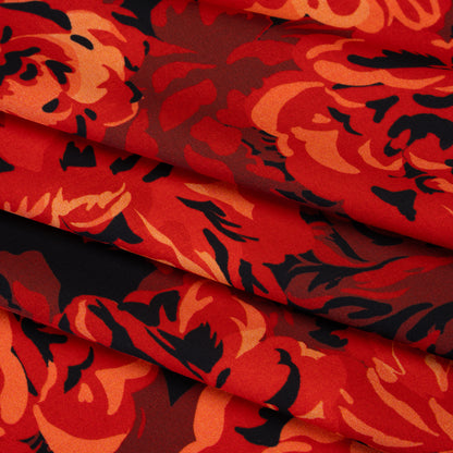 Polyester Satin - Scarlet Red, Burgundy and Black Roses - Mood Exclusive Midnight Muse Print
