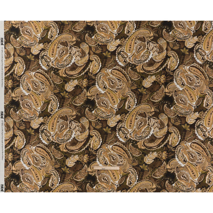 Linen and Rayon Woven - Brown, Beige and Olive Green Paisley - Mood Exclusive Drifting Dream Print