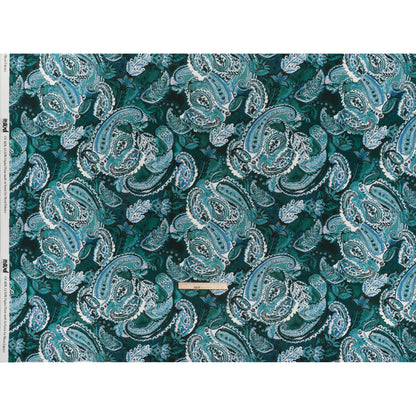 Linen and Rayon Woven - Blue, Green and Teal Paisley - Mood Exclusive Drifting Dream Print