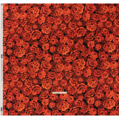 Linen and Rayon Woven - Scarlet Red, Burgundy and Black Roses - Mood Exclusive Midnight Muse Print