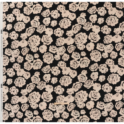 Linen and Rayon Woven - Cream and Black Roses - Mood Exclusive Midnight Muse Print