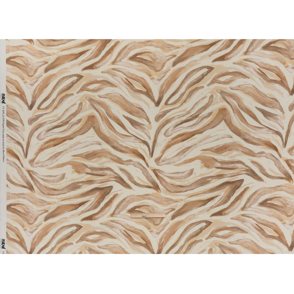 Linen and Rayon Woven - Beige, Brown and Cream Painterly Animal Stripes - Mood Exclusive Safari Sweep Print